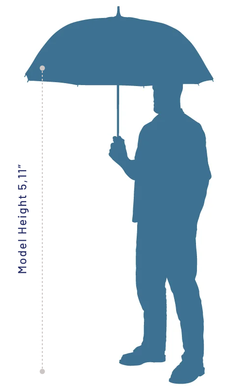 Model (5'11") holding a Weatherman umbrella