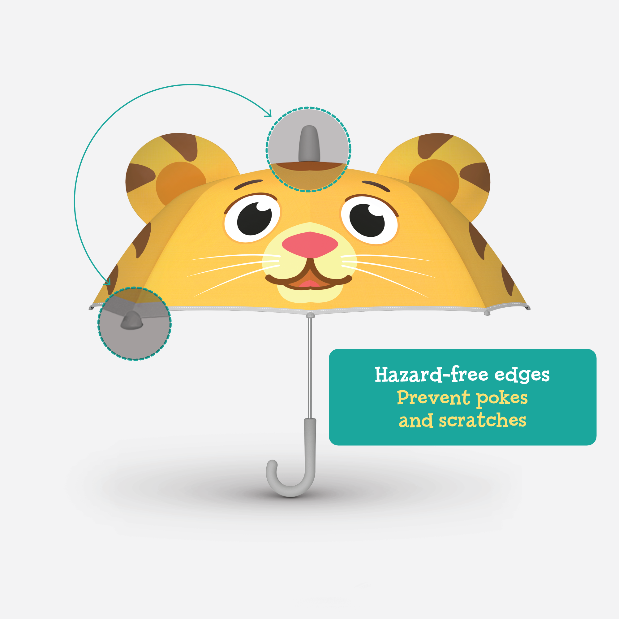 Daniel Tiger's Neighborhood Kids Umbrella with hazard-free edges feature.