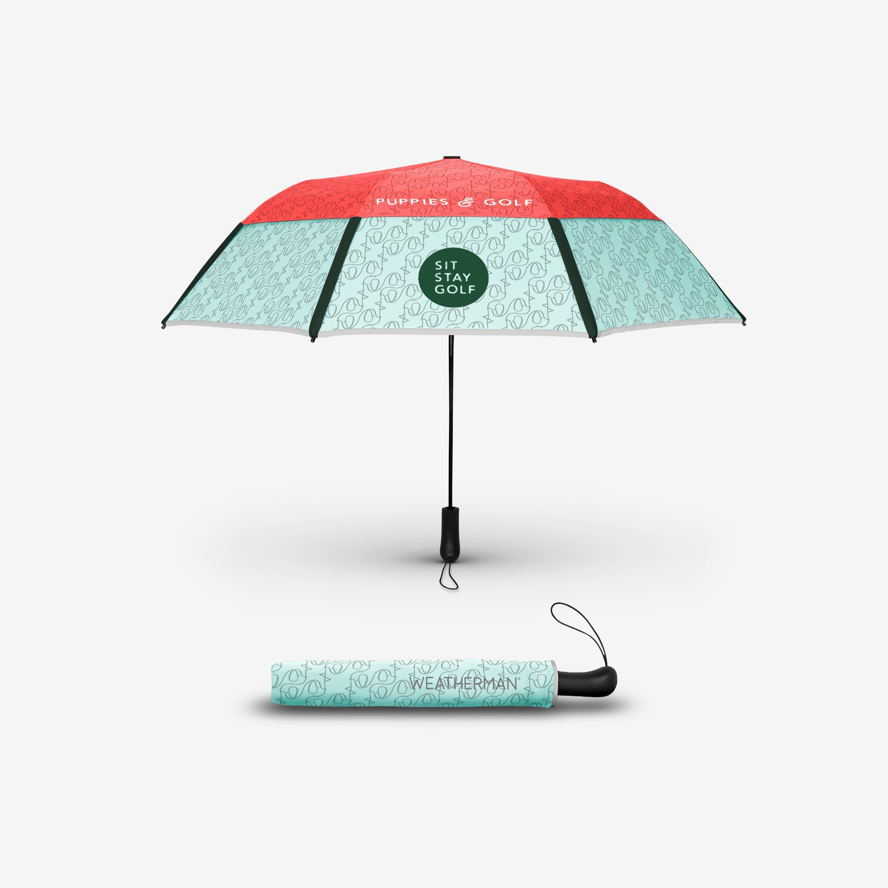 Puppies & Golf Collapsible Umbrella